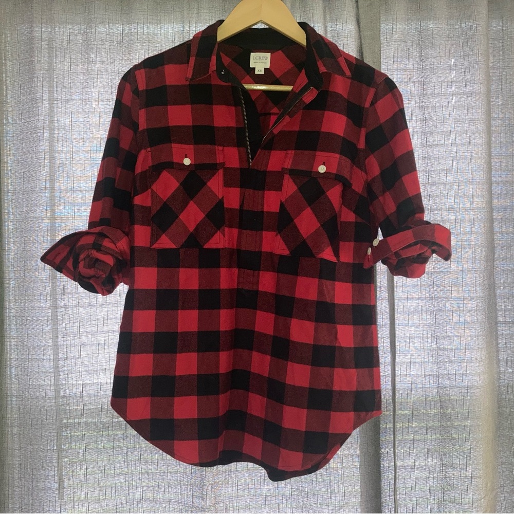 Jcrew Buffalo plaid zip flannel
